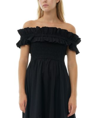 knee length dresses for ladies Cotton Poplin Open-Neck Smock Dress – Club21.com