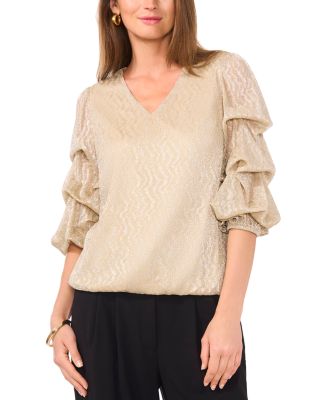 VINCE CAMUTO - V Neck Lantern Sleeve Top
