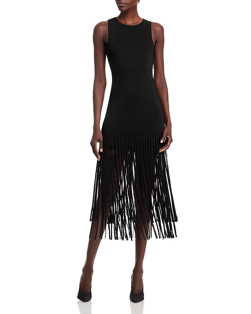 Toccin Margaux Racer Mini Dress With Fringe In Black