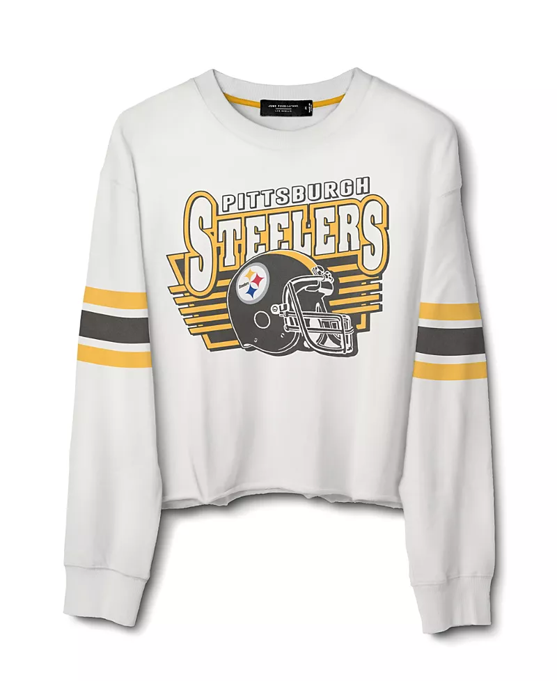 Junk Food Clothing Women's Nfl Pittsburgh Steelers Kickoff Crop Crew Fleece Sweatshirt