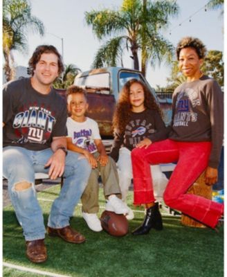  Women's NFL New York Giants Flocked Raglan Crew Fleece Sweatshirt