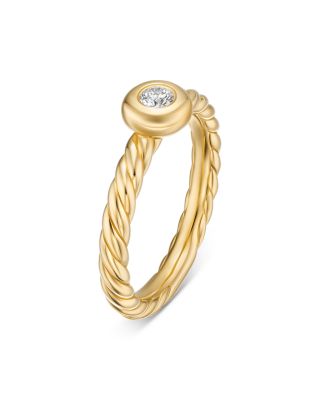 Petite Cable Ring in 18K Yellow Gold with Center Diamond, 2.8mm