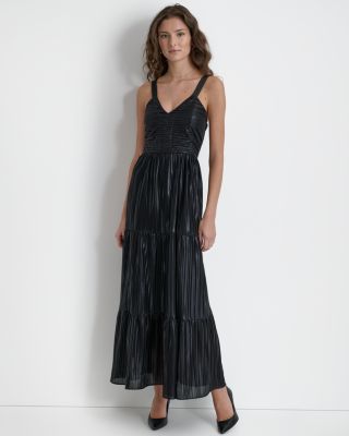 Foil Pliss&eacute; Sleeveless Dress