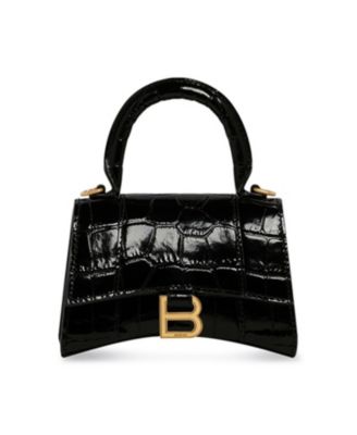 Balenciaga - Hourglass Mini Handbag with Chain Crocodile Embossed