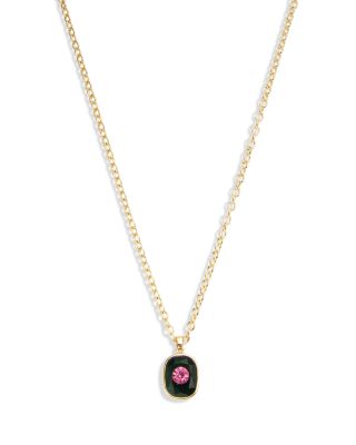 AQUA - Green & Pink Stone Pendant in 14K Gold Plated, 17" - Exclusive
