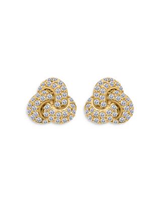 Aqua Pave Love Knot Stud Earrings - Exclusive