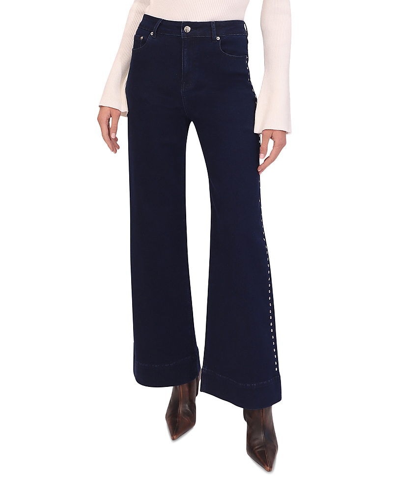 Bagatelle Studded High Rise Wide Leg Jeans in Indigo Wash