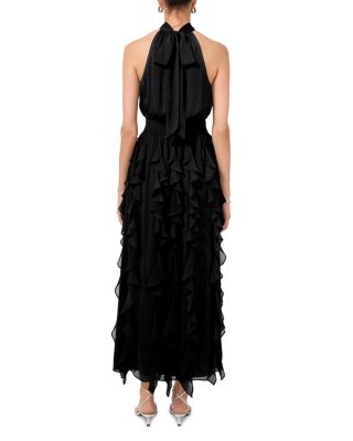 Sleeveless Cascading Ruffle Maxi Dress