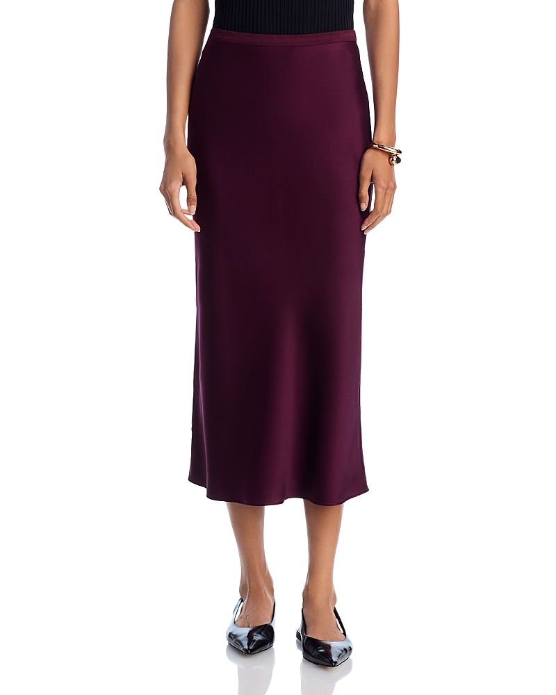 Shop Anine Bing Silk Midi Skirt In Bordeaux