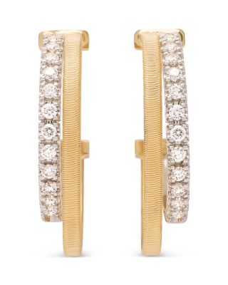 18K Yellow & White Gold Masai Diamond Double Hoop Earrings