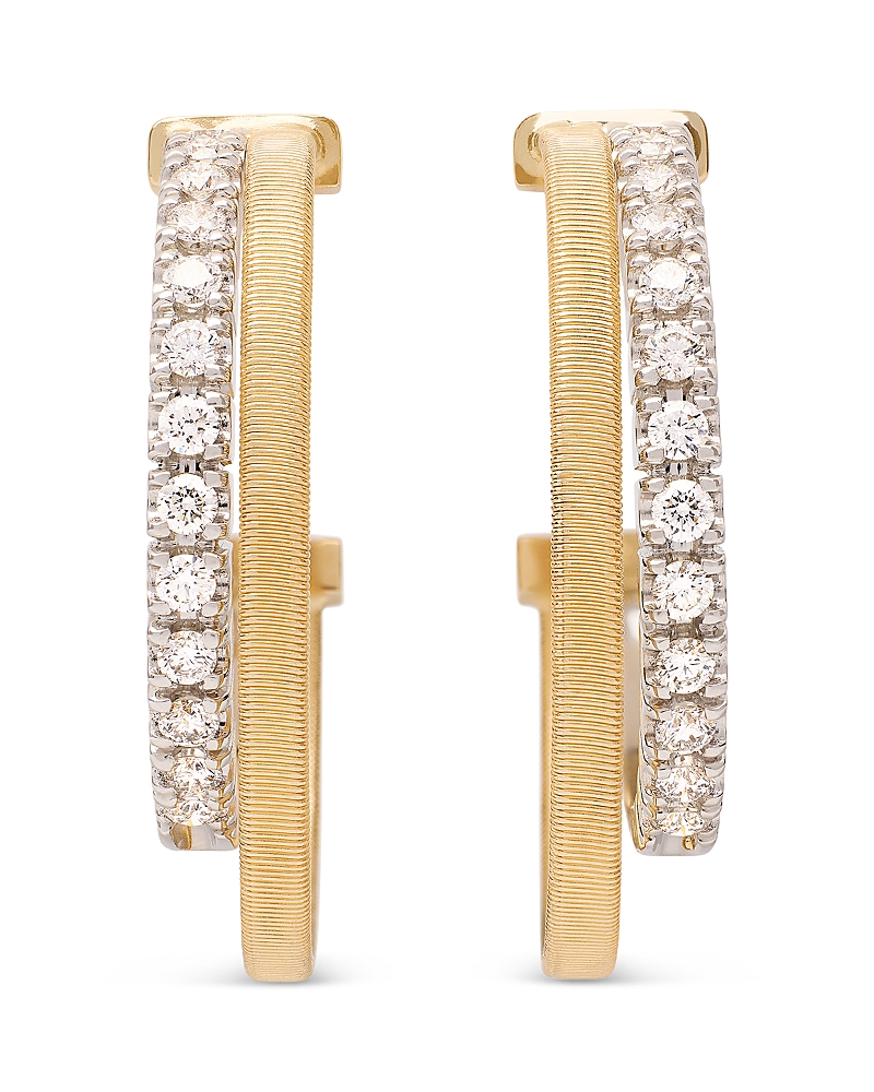 Marco Bicego 18k Yellow & White Gold Masai Diamond Double Hoop Earrings In Gold/white