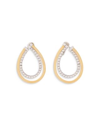 Marco Bicego - 18K Yellow & White Gold Masai Diamond Pear Double Spiral Hoop Earrings