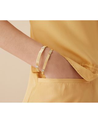 18K Yellow Gold Masai Diamond Pav&eacute; Two Station Thin Bangle Bracelet