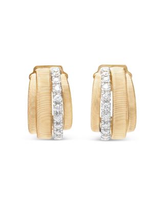 18K Yellow Gold Masai Diamond Huggie Hoop Earrings