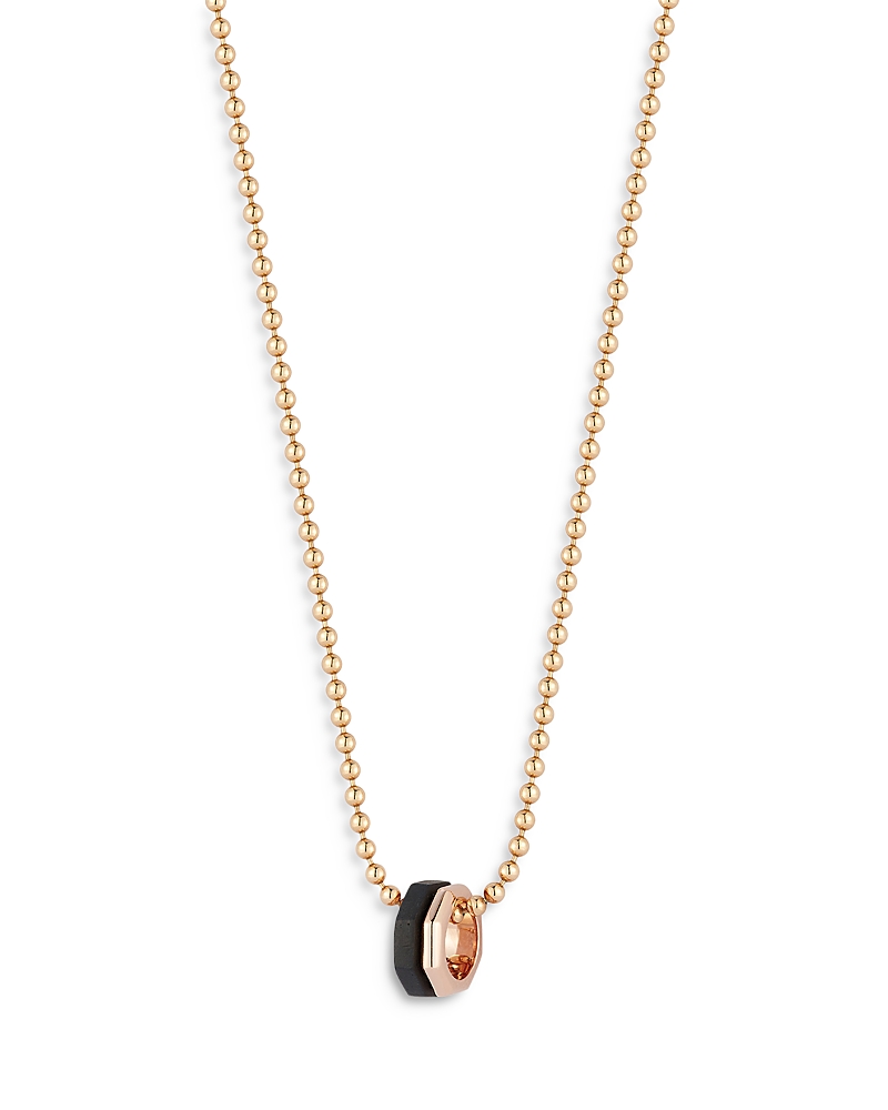 Walters Faith 18K Rose Gold Ebony Hexagon Bead Chain Pendant Necklace, 18