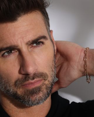 Men's 18K Black & Rose Gold Diamond Clasp Chain Link Bracelet