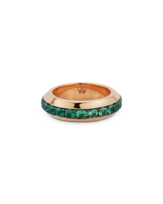 18K Rose Gold Emerald Grant Angled Band