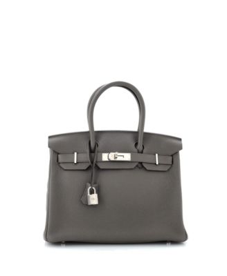 Pre-Owned Hermes Birkin 30 Handbag Grey Togo with Palladium Hardware