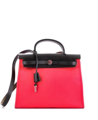 Pre-Owned Hermes 31 Herbag Zip Leather and Toile