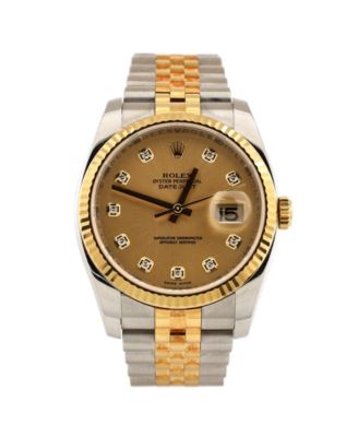 Pre-Owned Rolex Oyster Perpetual Datejust Automatic Watch in Stainless Steel and Gold with Diamond Markers 36mm
