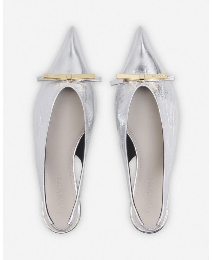 Women's Bow Slingback Flat Metallic Leather
