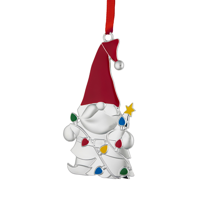Nambe Silver-plate Gnome Hanging Holiday Ornament In Silver