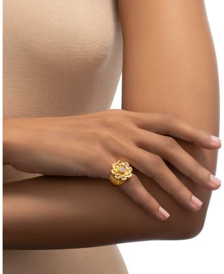 18K Yellow Gold Bloom Diamond Flower Ring
