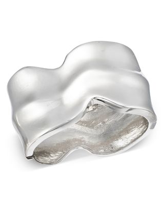 AQUA - Wavy Bangle Bracelet in Rhodium Plated - Exclusive