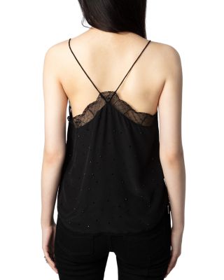 Silk Lace Trim Embellished Cami