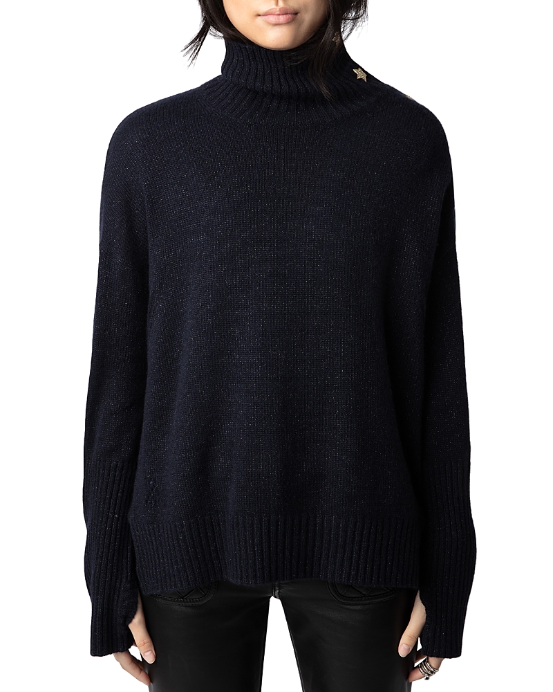 Zadig & Voltaire Cashmere-blend Knitted Cape In Encre