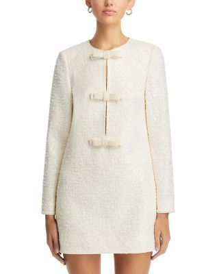 Boucle Bow Embellished Mini Dress