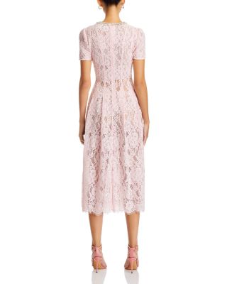 Pink Lace Embellished Midi Dress