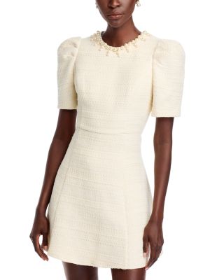 AQUA - Faux Pearl Tweed Mini Dress - Exclusive