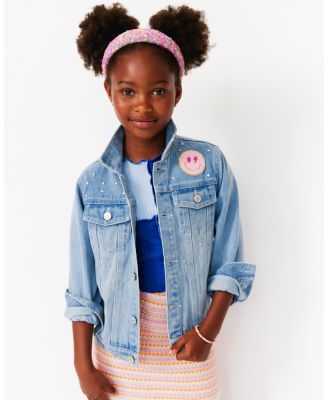 Girls' Jeweled Patched Denim Jacket, Little Kid, Big Kid