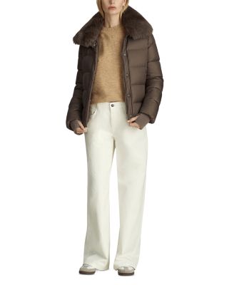 Vera Shearling Trim Down Coat 