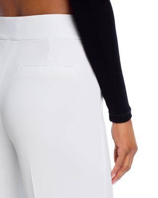 Dylan High Waist Wide Leg Pants in White Crystal Trim Crepe