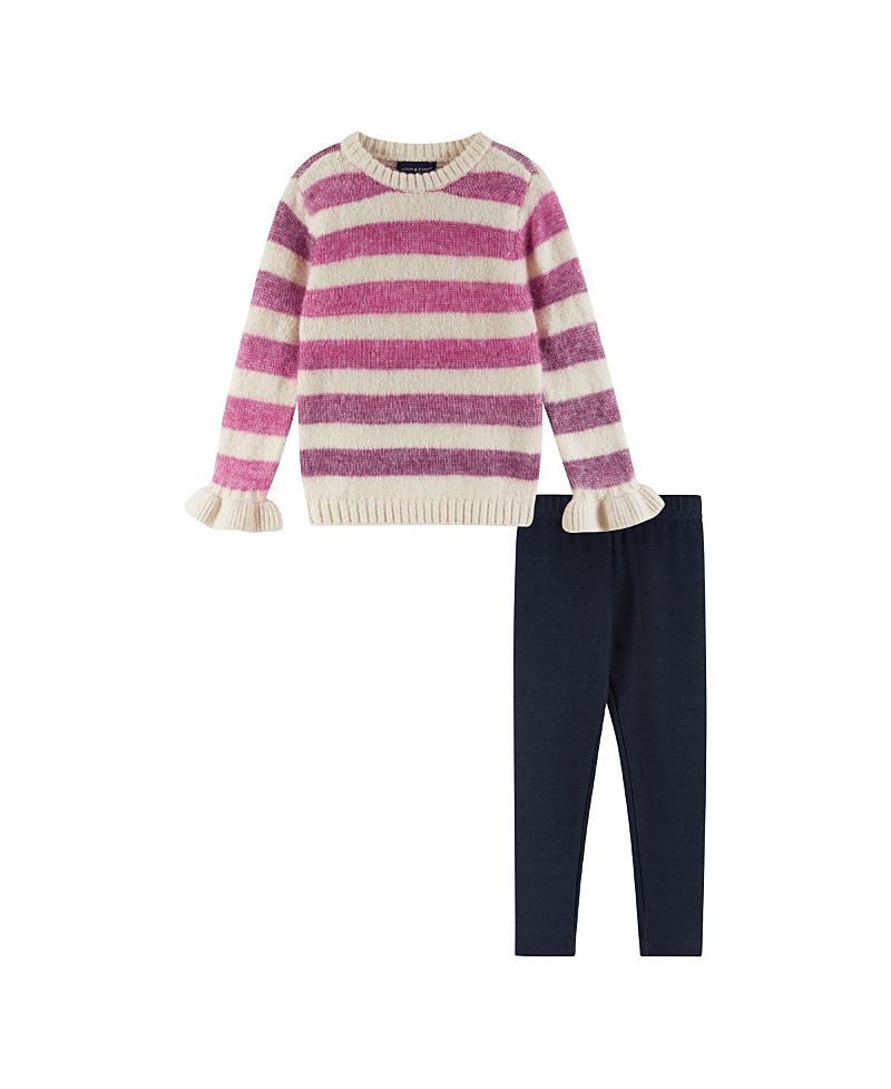 ANDY & EVAN PURPLE OMBRE STRIPED SWEATER & LEGGING SET - LITTLE KID