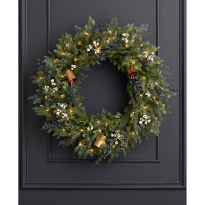 Blueberries & Harmony Bells 30" Wreath with Fairy Lights