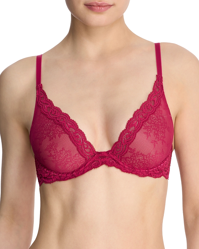 Natori Feathers Plunge T-shirt Basics Bra In Primrose Lace/bluff