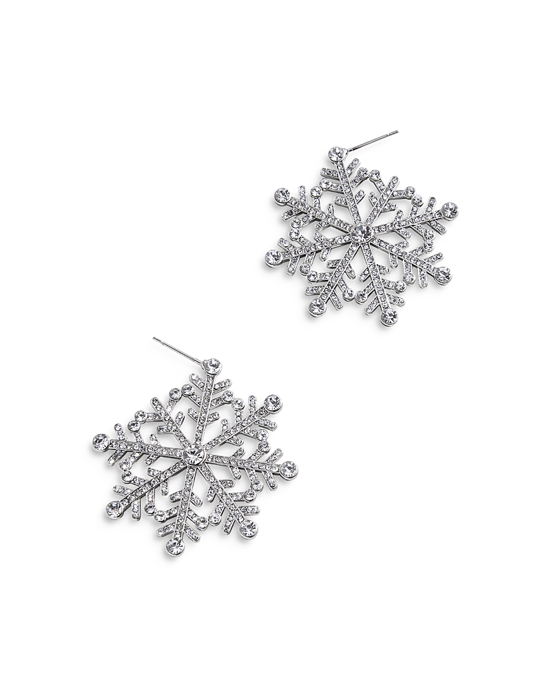 Baublebar Snow What You Got Pave Snowflake Drop Earrings In Silver Tone In Silver