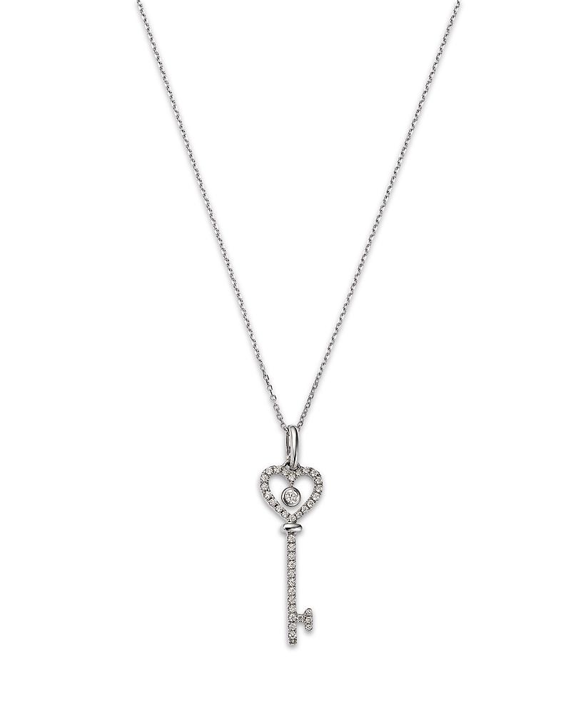 Bloomingdale's Fine Collection Diamond Key Pendant Necklace In 14k White Gold, 0.20 Ct. T. W. In White