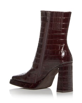 Women's Maximal Embossed Block Heel Booties