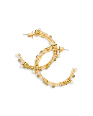 kate spade new york Mixed Stone Flower Hoop Earrings in Gold
