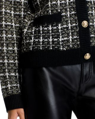 Tweed V Neck Cardigan Sweater - Exclusive