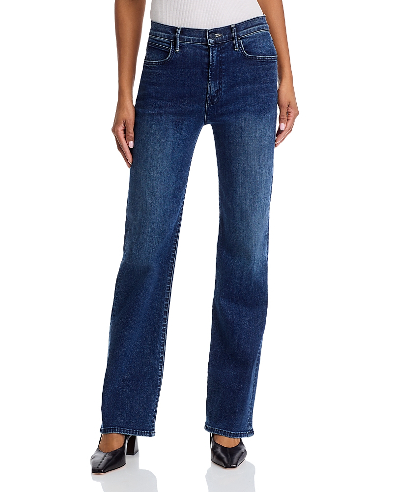 Mother The Mid Rise Mavin Sneak Blue Jeans With Belt Loops And Logo Embroidery On The Rear In Denim Woman
