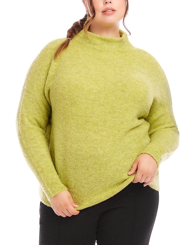 Shop Karen Kane Plus Turtleneck Boucle Sweater In Moss