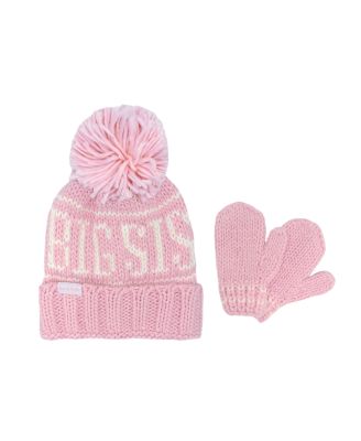 Bits & Bows - Girls' Big Sis Bobble Hat & Mittens Set - Little Kid, Big Kid