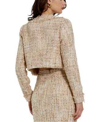 Long Sleeve Cropped Boucle Jacket