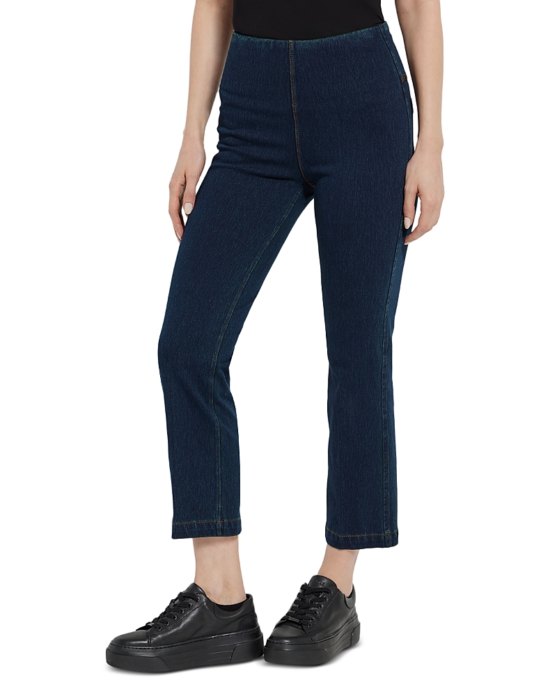 Lyssé High Rise Ankle Baby Bootcut Jeans In Mid Wash In Indigo