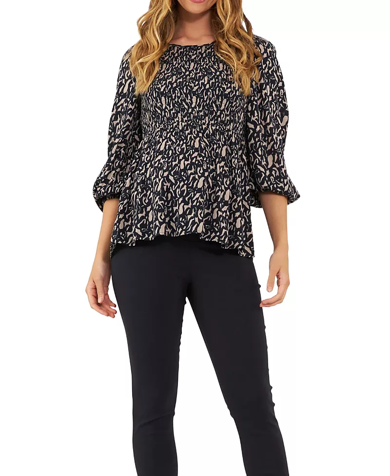 Ripe Maternity Izzie Shirred 3/4 Sleeve Top